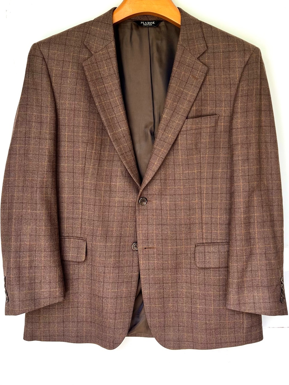 100% Wool Jos. A. Bank Brown Plaid Sport Coat Blazer